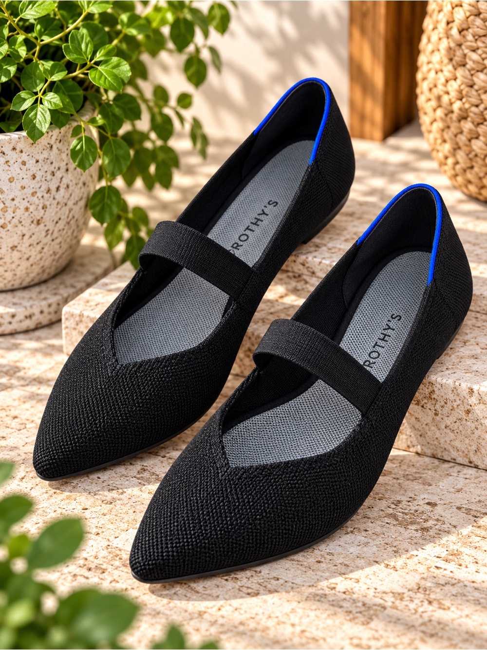Rothy’s The Point Mary Jane Black Knit Flats Women’s Size 10 NWOB